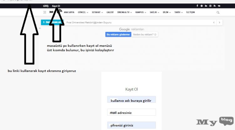 Myblog.tc ye kayıt olmak ve yönetim paneline girerek yazı ekleme