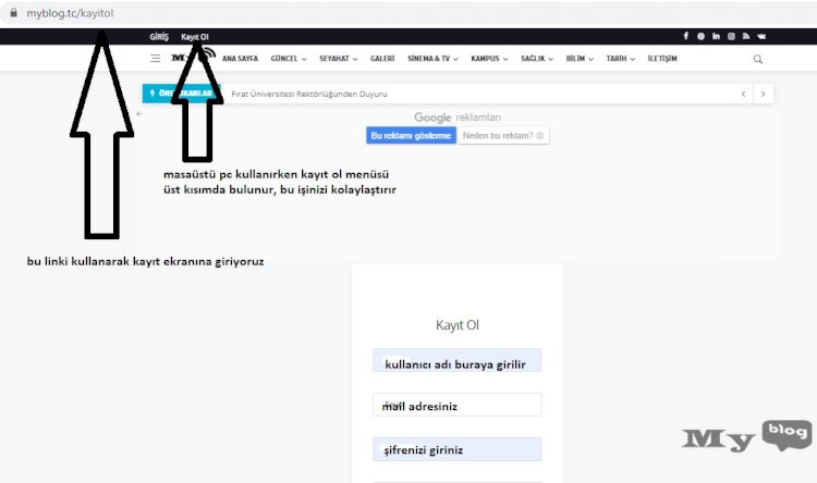 Myblog.tc ye kayıt olmak ve yönetim paneline girerek yazı ekleme